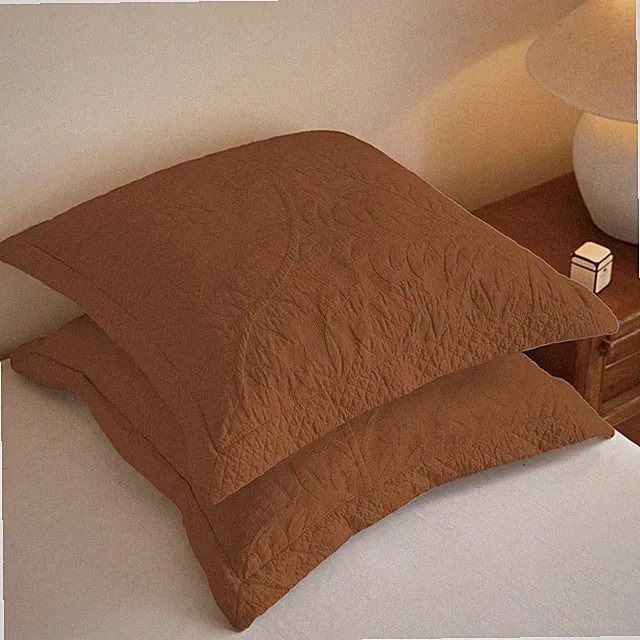 100% Cotton Embroidered Quilted Pillow Shams Set of 2, 26"x26" Euro Size