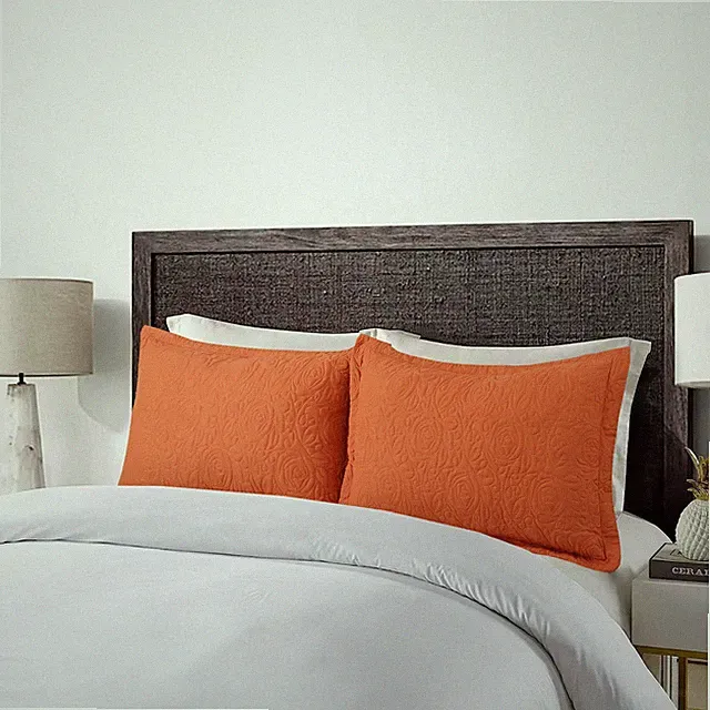 2-Piece Embroidered Pillow Shams Queen Decorative Microfiber Set Standard Size