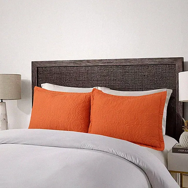 2PCS Embroidered King Decorative Microfiber Pillow Shams Set King Size