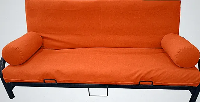 3 PCS Set Queen Futon Mattress Cover, Bolsters, Bed Protector Slipcover Orange
