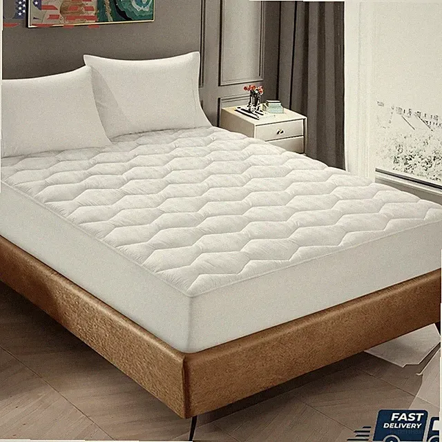 500 Thread Count Down Alternative Mattress Pad Coral Fleece Twin Quilted Topper
