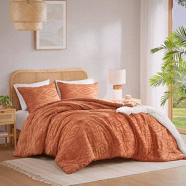 510 Design Twin/Twin XL Gigi Jacquard Tufted Geometric Comforter Set Orange