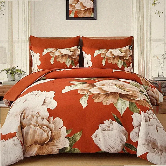 Burnt Orange Comforter Set King Size 7 Piece Bed King