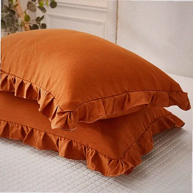 Burnt Orange Pillowcases Cute Pillowcases Rust Ruffle Standard Pillowcases Se...