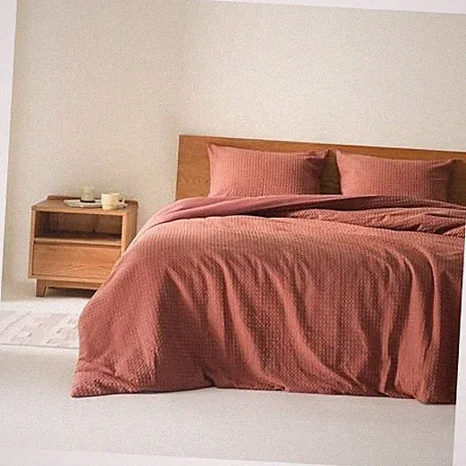 Burnt Orange Queen Duvet Cover Set - 2 Pieces Breathable Dotted Full/Queen Red
