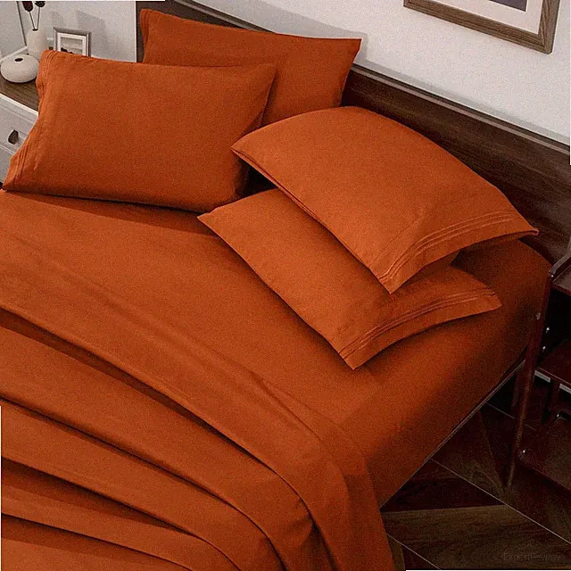 Burnt Orange Queen Size Sheet Set - 6 Piece Luxury 1800 Thread Count Bedding...
