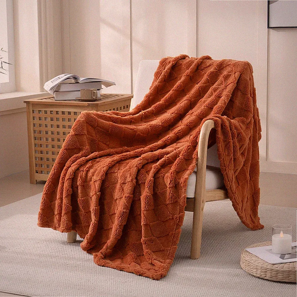 Burnt Orange Throw Blanket for Couch Sofa Bed 50x60 inches,Fleece Blankets Mi...