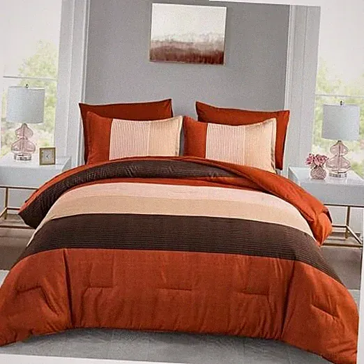 Comforter Set 7 Pieces, Burnt Orange Bedding Comforter Set Queen Terracotta