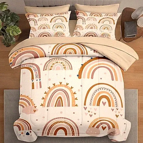 Comforter Set Size, Pink Orange 7 Pcs Bedding for Kids and Full Boho Rainbow