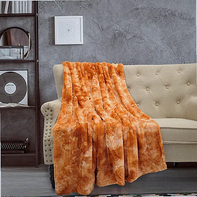 Double Sided Faux Fur Throw Blanket Soft Fluffy Warm Cozy Plush Tie Dye