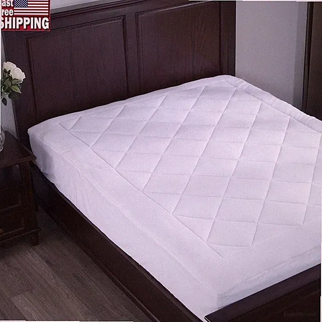 Down Alternative Mattress Pad Coral Fleece Hypoallergenic Quilted King Topper US
