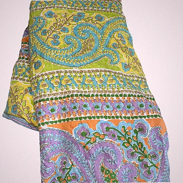 Echo Boho Paisley Reversible King DUVET Green Orange Boho Psychedelic 90x104”