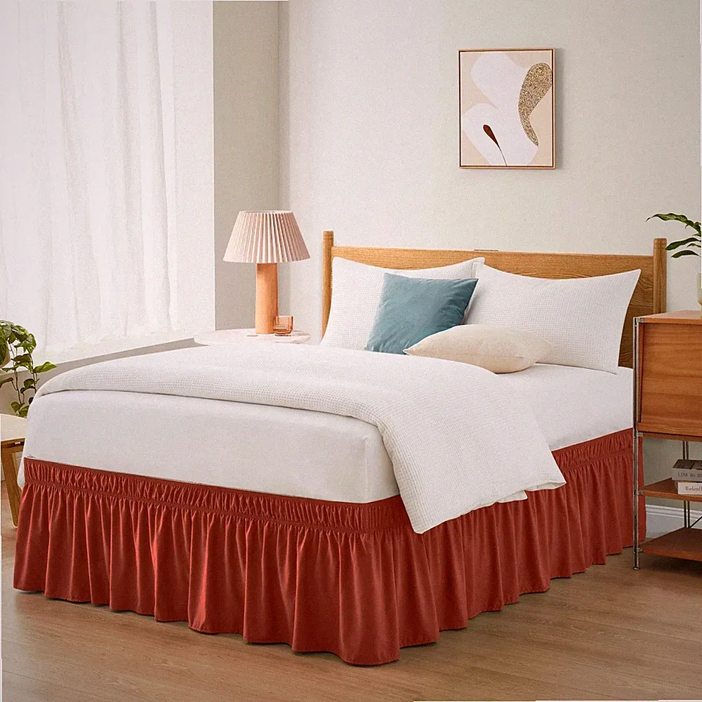 Entisn Orange Adjustable Bed Skirt for Full & Full/Queen - 14" Drop