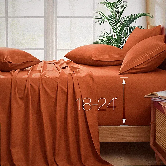 Extra Deep Pocket King Sheets - Fits Mattress 18-24 Inches Deep - 6 Pieces Ho...