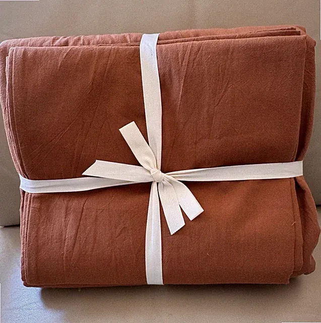 FOSSA 100% Washed Cotton Duvet Cover Set Burnt Orange Sienna King