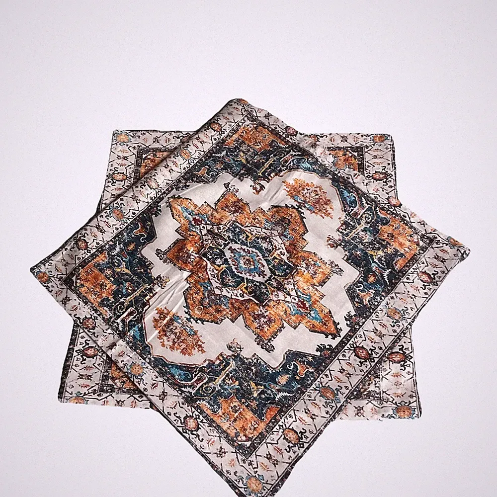 Geometric Zip Up Blue White Orange Pillow Shams Set Of 2 NEW 16x16 Square