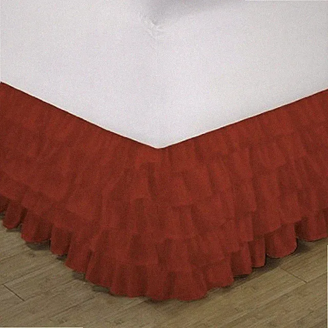 NEW 1PC SOLID PLAIN BED DRESSING RUFFLE SKIRT 20" INCH DROP 5 LAYERED IN 4 SIZES