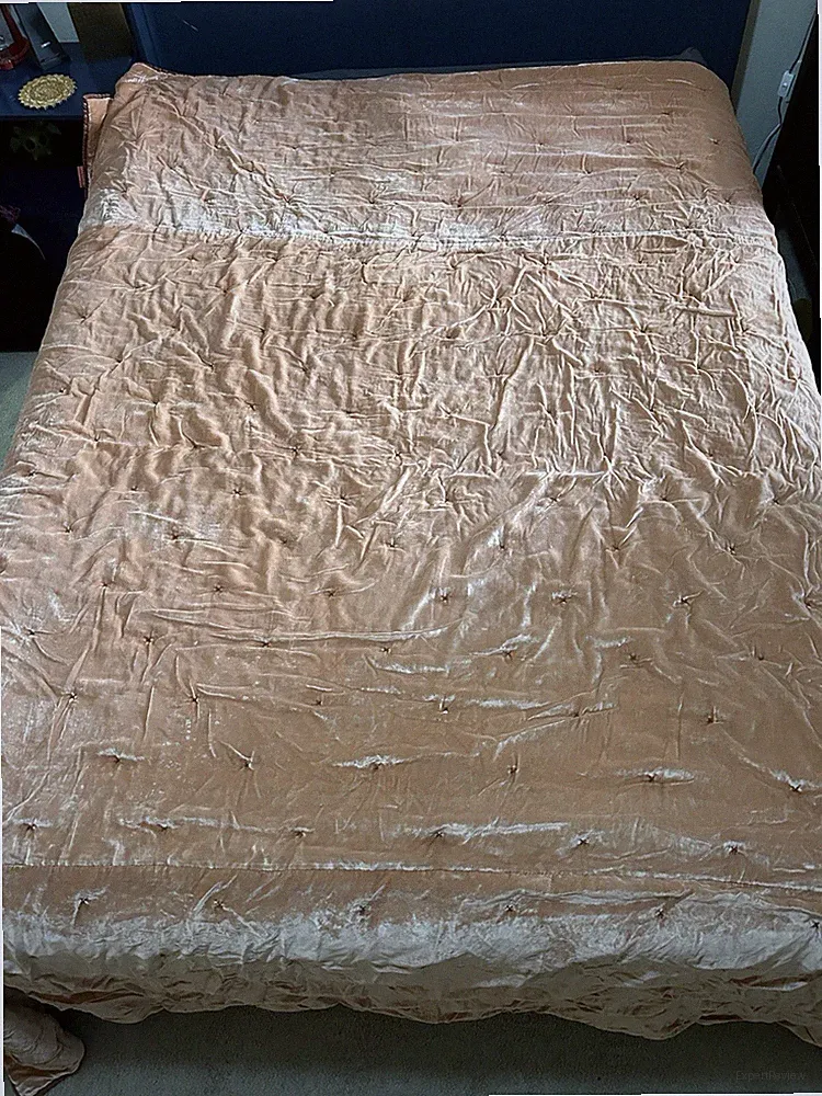 Opalhouse Burnt Orange Velvet Bedding Blanket Comforter Tufted King FLAWS