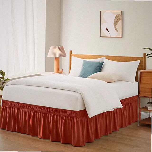 Orange Adjustable Bed Skirt for Full & Queen Size Bed - with 18 Inch Tailored...