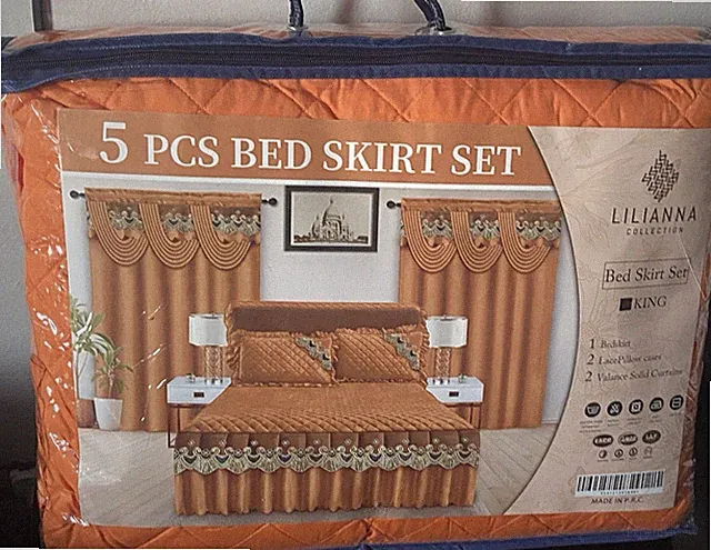 Orange Bed Skirt Set- 5pcs