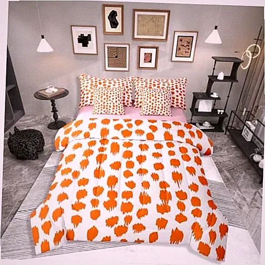 Orange Bedding Sets Boho Abstract Circle Comforter Set 7 Full White Orange