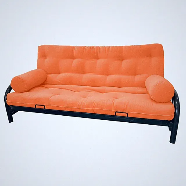 Queen Size Futon Cover, 2 Bolsters , Mattress Protector, Slipcovers, Orange