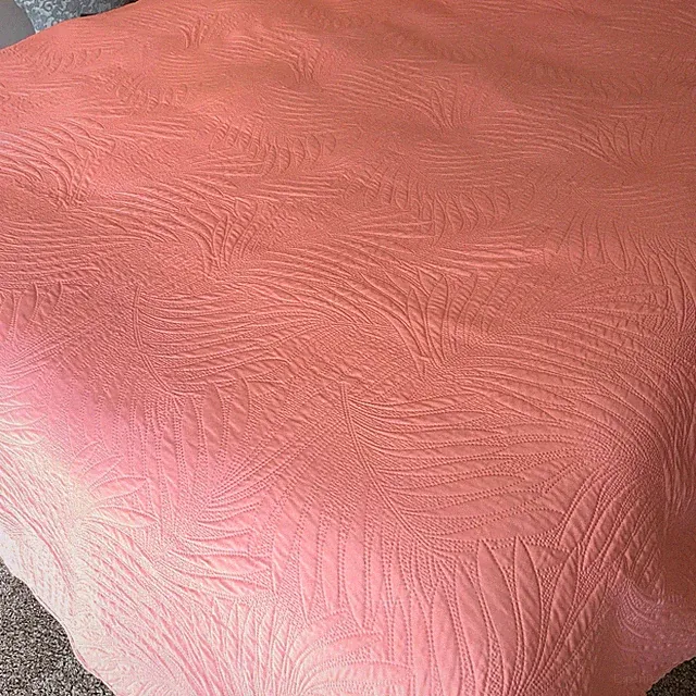 Sleeping Partners Quilted Coverlet Full/Double Coral Orange Embroidered Floral