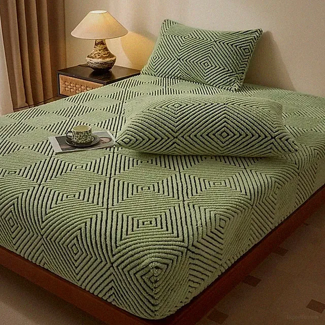 Soft Warm Mattress Cover All Around Elastic Band Coral Fleece Mattress Cover Bed