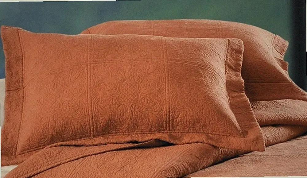 TERRA COTTA Twin, Full Queen, KIng QUILT or SHAM : RUSTIC ORANGE MATELASSE BED
