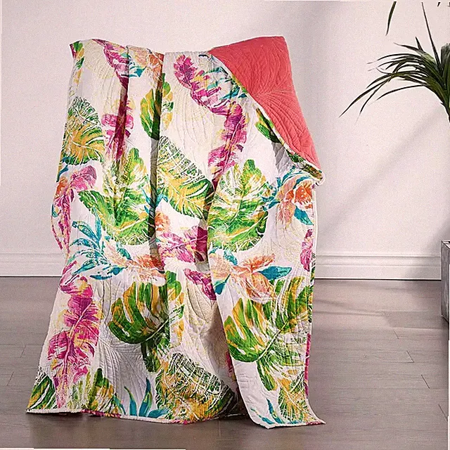 Tropics Coral Cotton Blend Throw Blanket