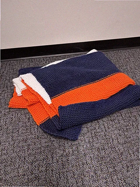 Unbranded Orange, Blue, and White Knitted Heavy Blanket