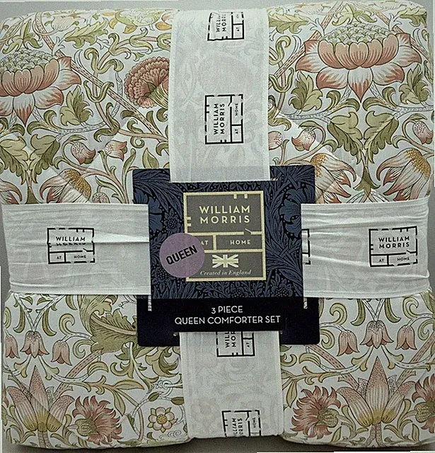 William Morris Home LODDEN QUEEN Comforter & Shams Set ~ Coral